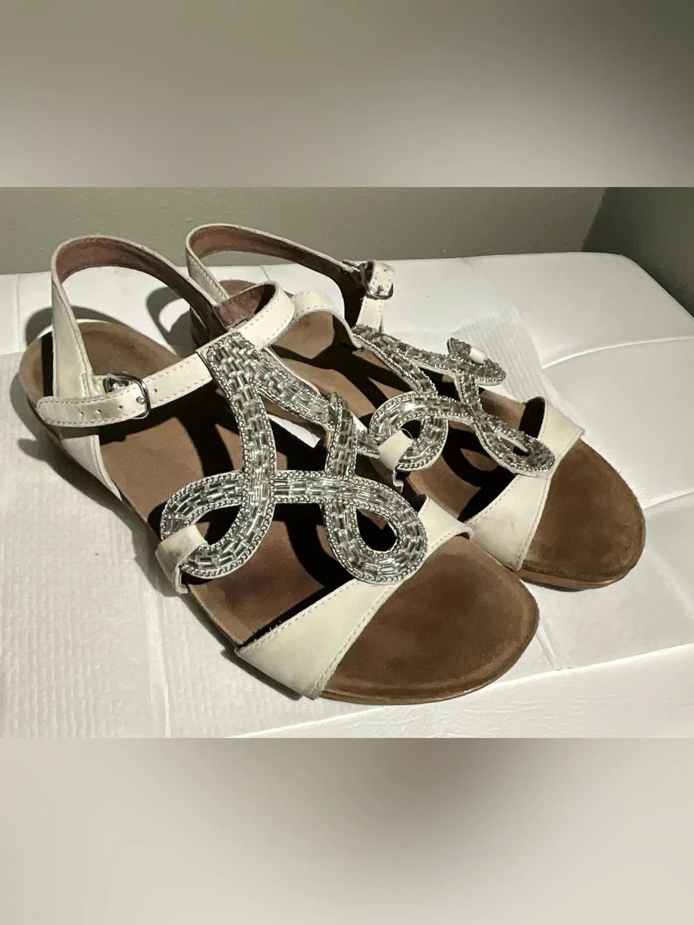 Dansko White Embellished Slingback Sandals 8